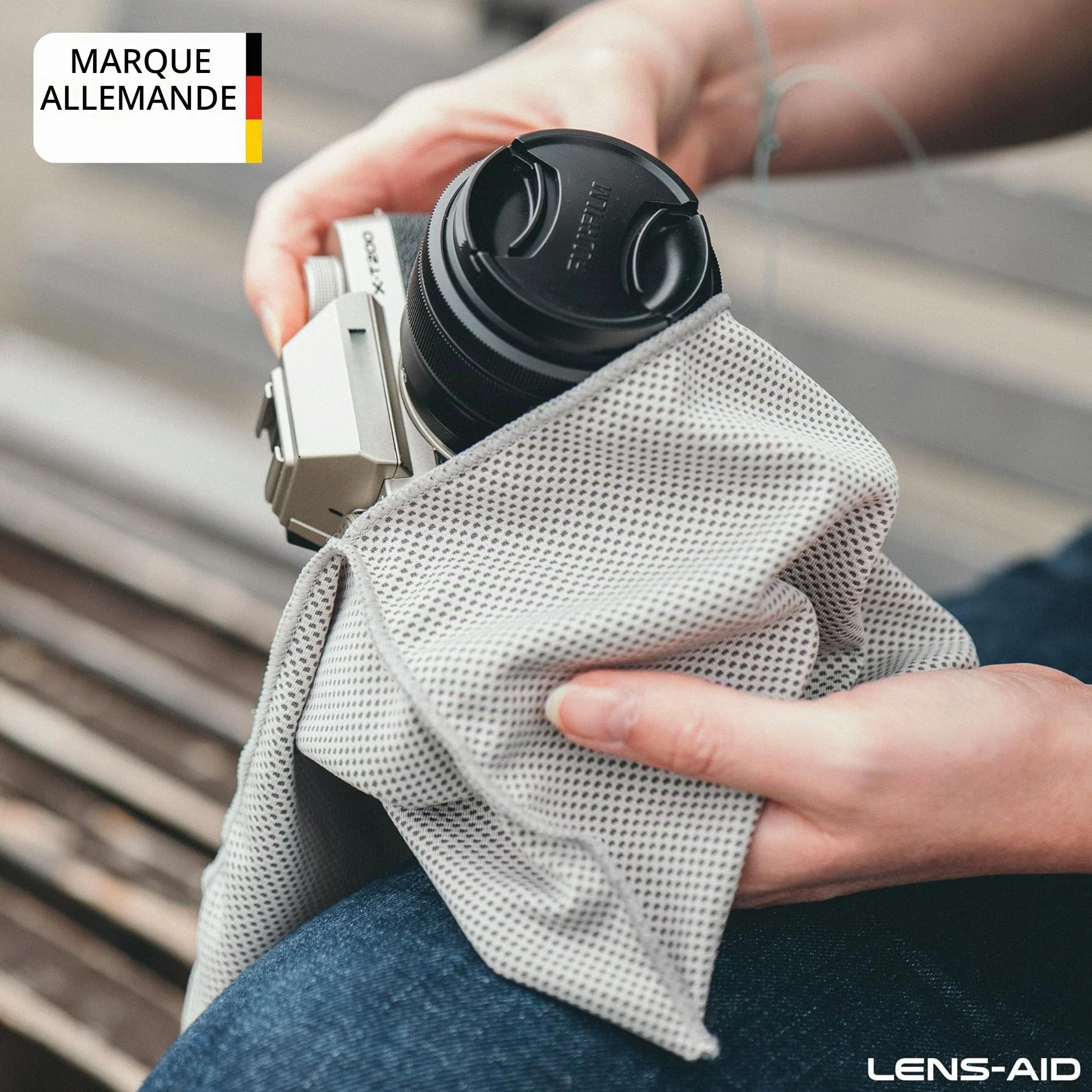 Pochette pour Appareil Photo LENS-AID, Sac pour Reflex Numérique, Gris, M (19 x 16 cm)