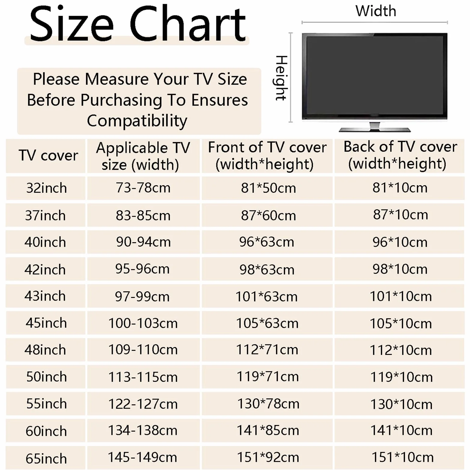 Cache-PoussièRe pour TéLéViseur,Housse pour TéLéViseur éLastique,Couverture De TéLéVision Housse D'éCran Protection,Respirant Housse De Protection pour TV,pour 32 à 65 Pouces