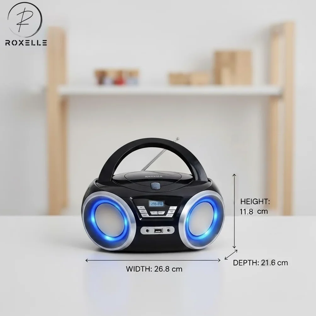 Lecteur CD portable CD-300 BT FM MP3 USB AUX éclairage RVB double alimentation AC batterie écran LCD prise casque