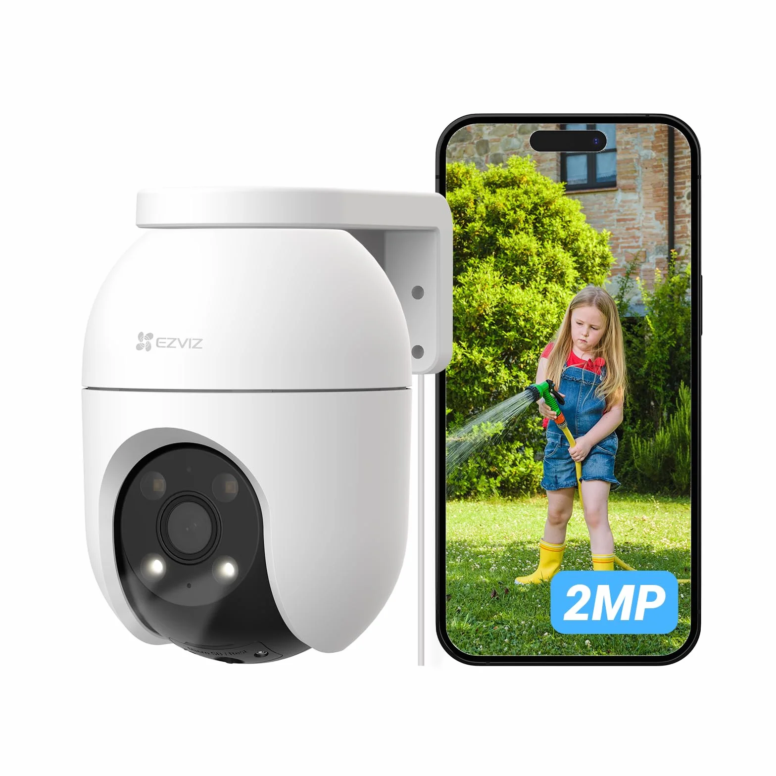 EZVIZ C8c 2MP Camera Surveillance WiFi Extérieure à 360° avec Suivi Auto-Zoom, Détection de Forme Humaine, Vision Nocturne en Couleur, Audio Bidirectionnel, IP65 Etanche, Défense Active