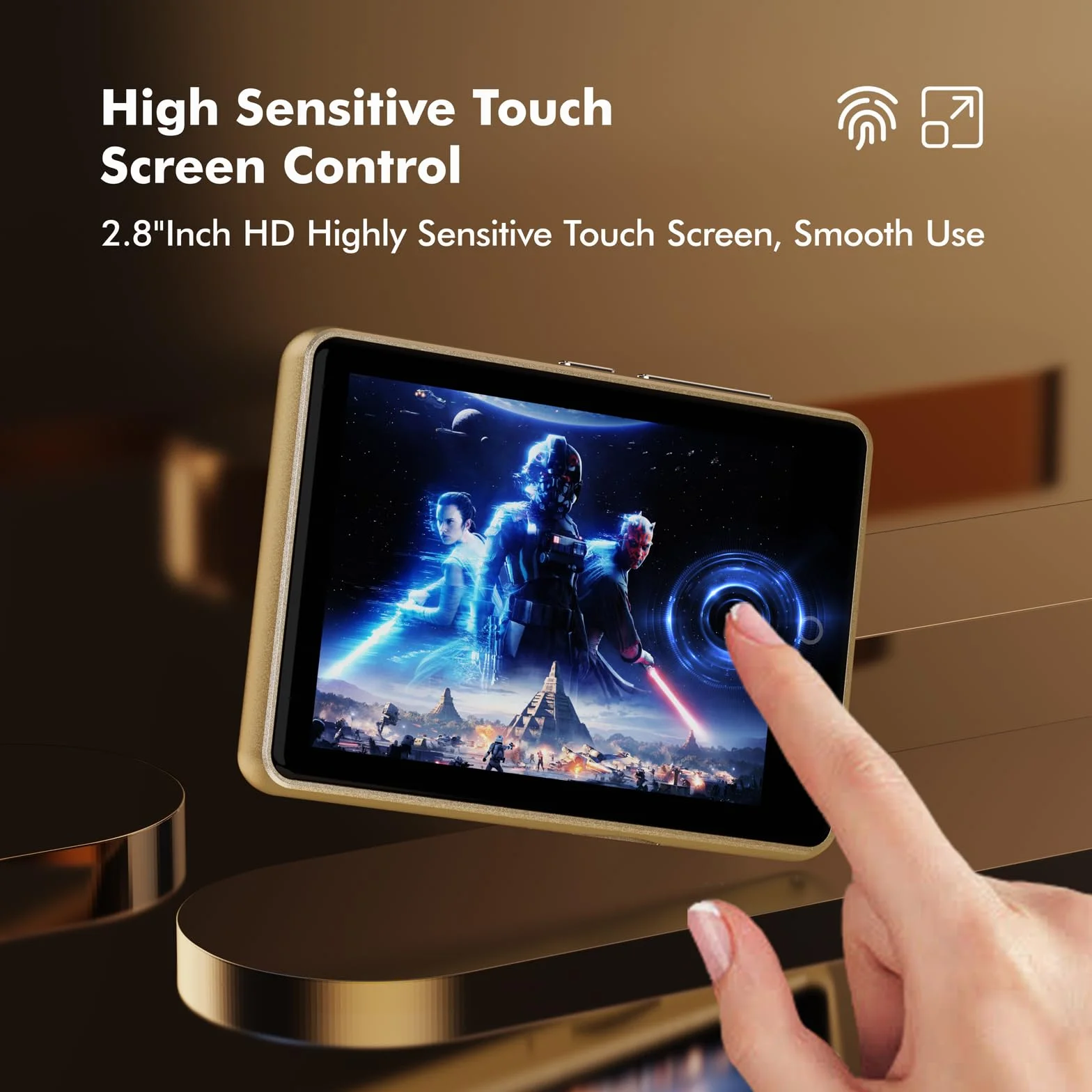 Lecteur MP3 Bluetooth 5.3 64Go 2.8" Écran HiFi Audio MP4 Baladeur Sport Radio FM Podomètre Enregistreur Carte 128Go Or