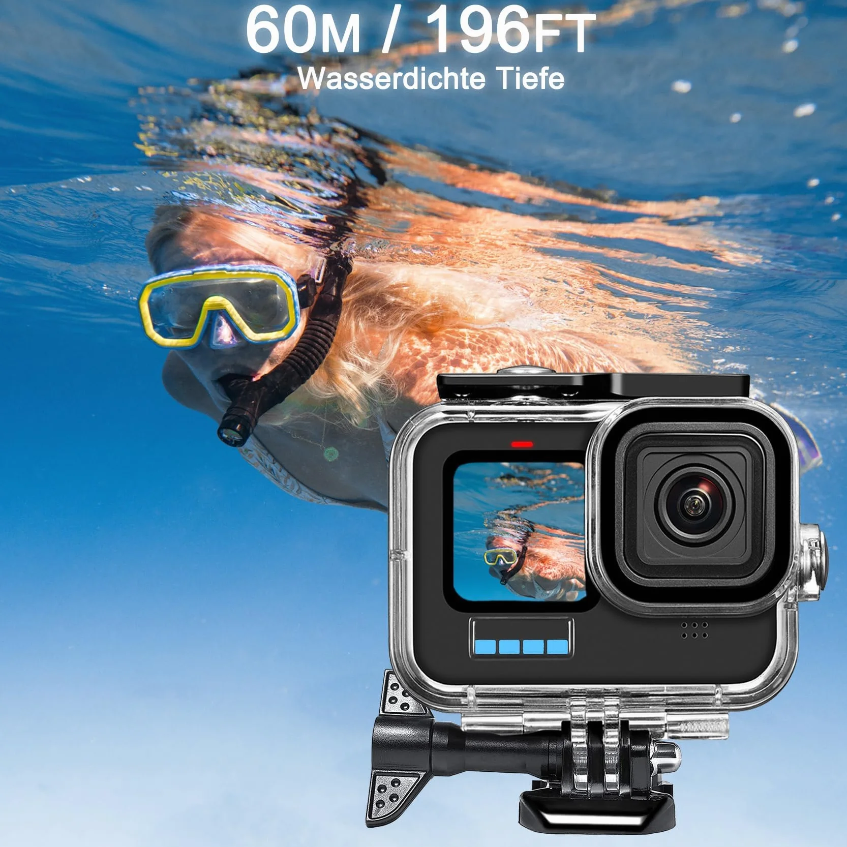 OKFUN Boîtier étanche GoPro Hero 12/11/10/9 Noir Transparent Plastique sous-marin plongée Surf