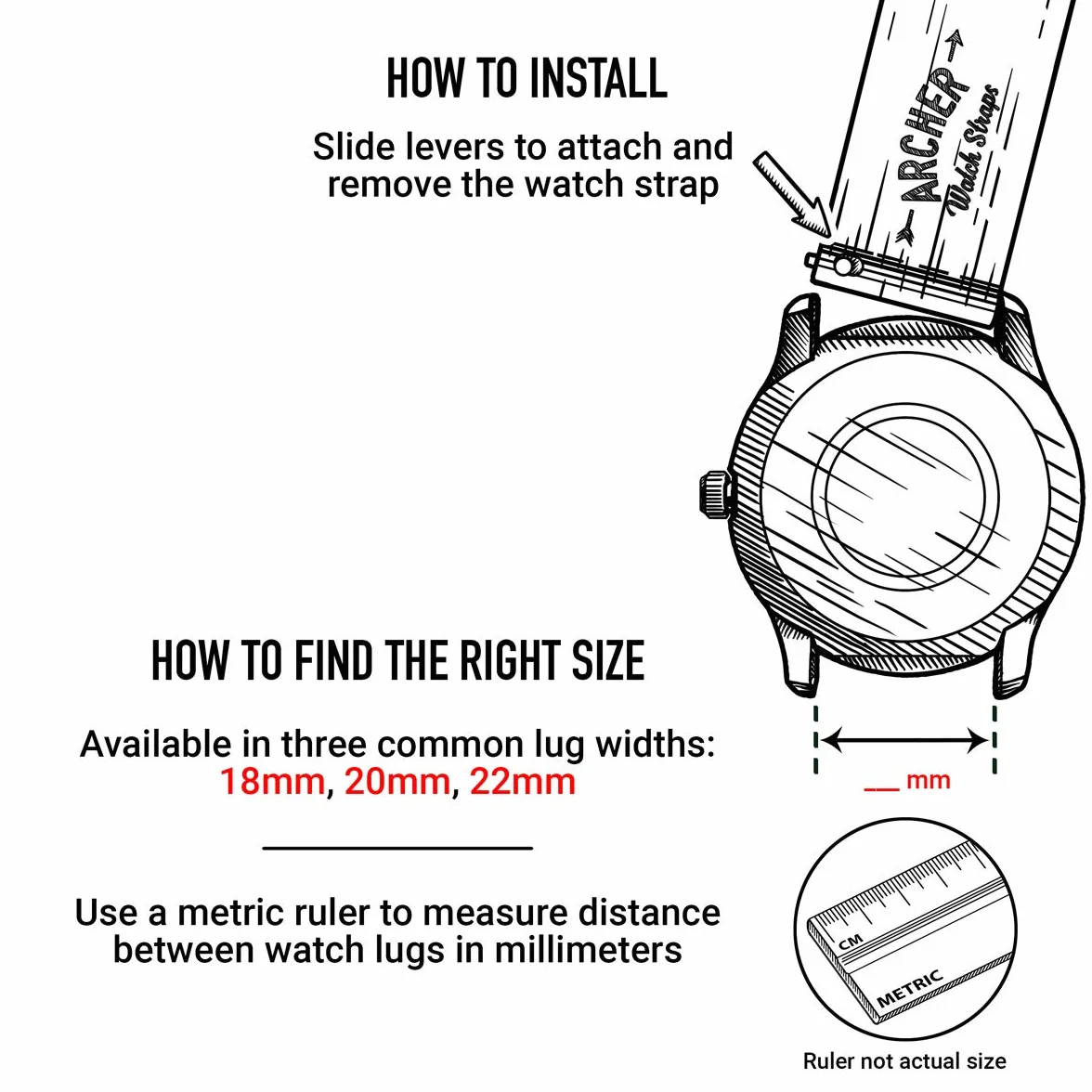 Archer Watch Straps - Bracelet de montre en silicone à libération rapide sur mesure