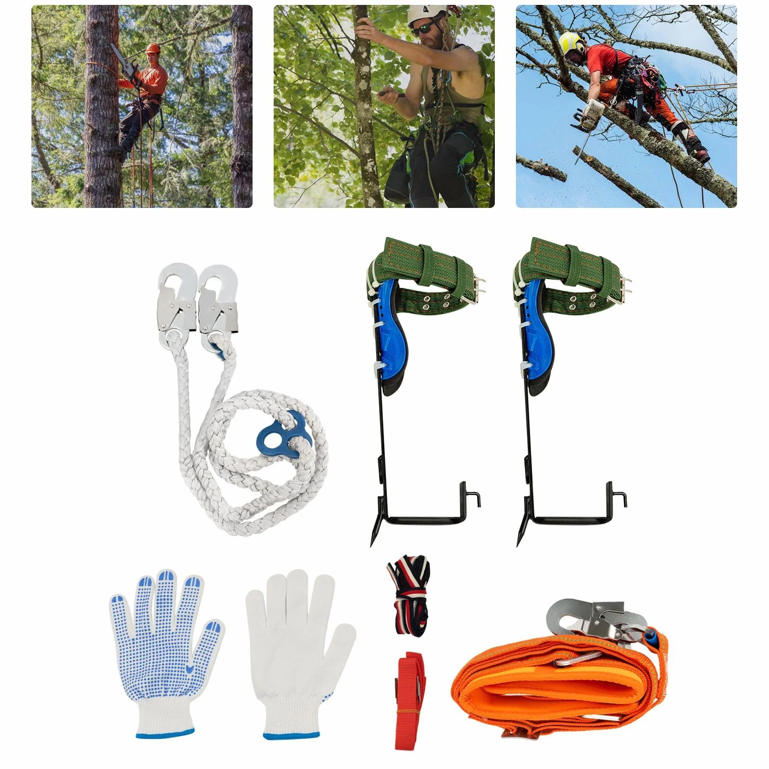 KigerNee Kit d'escalade crampons à 2 dents 100 kg sangle à 5 points réglable en hauteur
