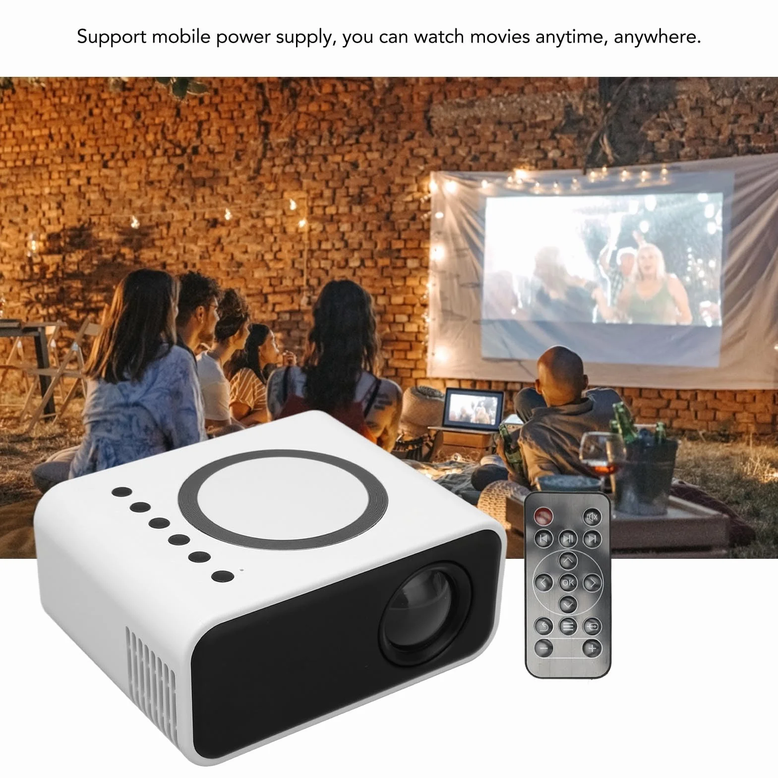 banapoy Mini Projecteur LED Full HD 1080P Portable WiFi Vidéoprojecteur pour téléphone et Ordinateur Blanc