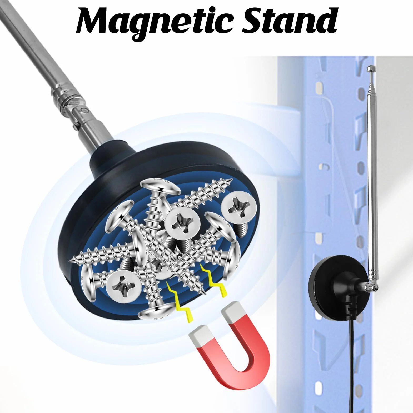 Antenne Radio FM Dab Intérieure 79CM avec Base Magnétique et Câble 3M, Réception Numérique HD pour Récepteur Stéréo, Home Cinéma, Tuner HiFi, TV, Audio Vidéo