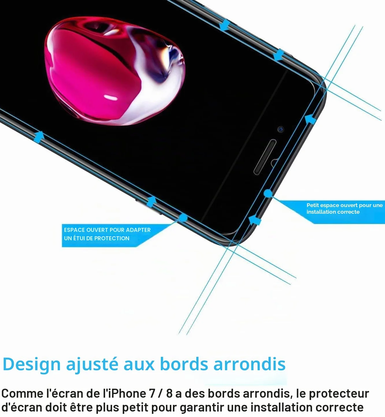 NEW'C Lot de 2, Verre Trempé pour iPhone 8, iPhone 7 (4,7 Pouces), Film Protection écran -sans Bulles d'air -Ultra Résistant (0,33mm HD Ultra Transparent) Dureté 9H Glass