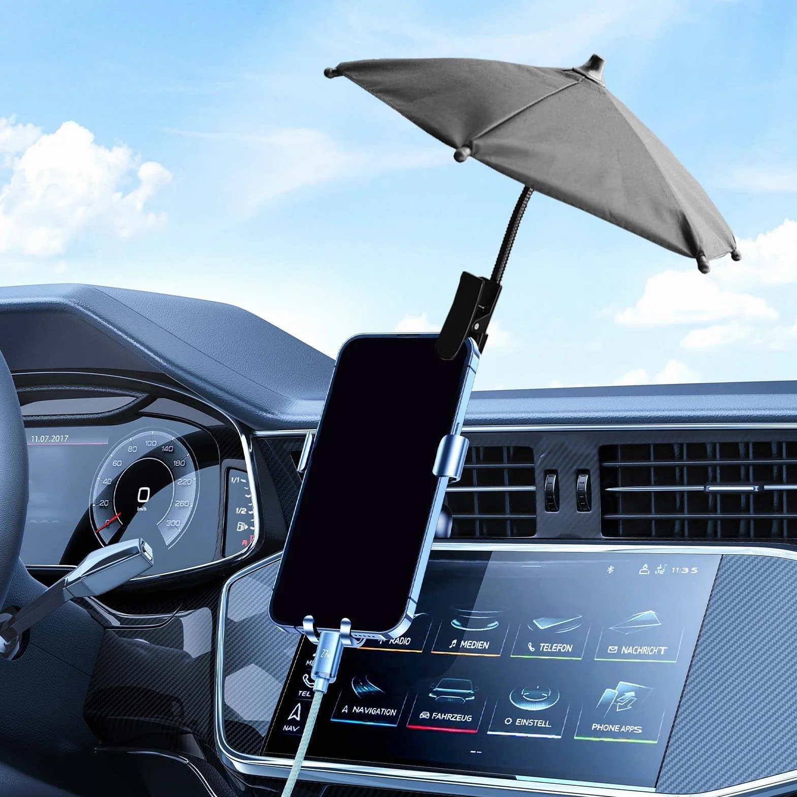 Parapluie de téléphone – Parapluie de téléphone de Plage, Pare-Soleil de téléphone bloquant l'éblouissement | Support de Parapluie de téléphone Pare-Soleil Noir, pour Voyage, extérieur