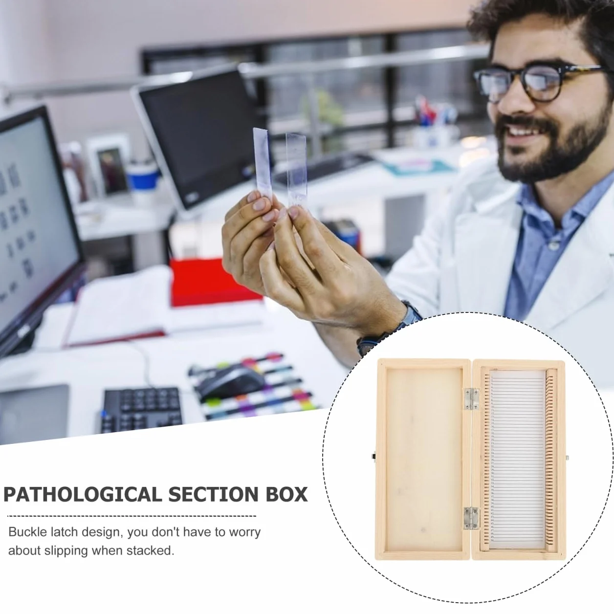 Boîte de Rangement pour Lames de Microscope 50 Lames Métal Nickelé Serrure