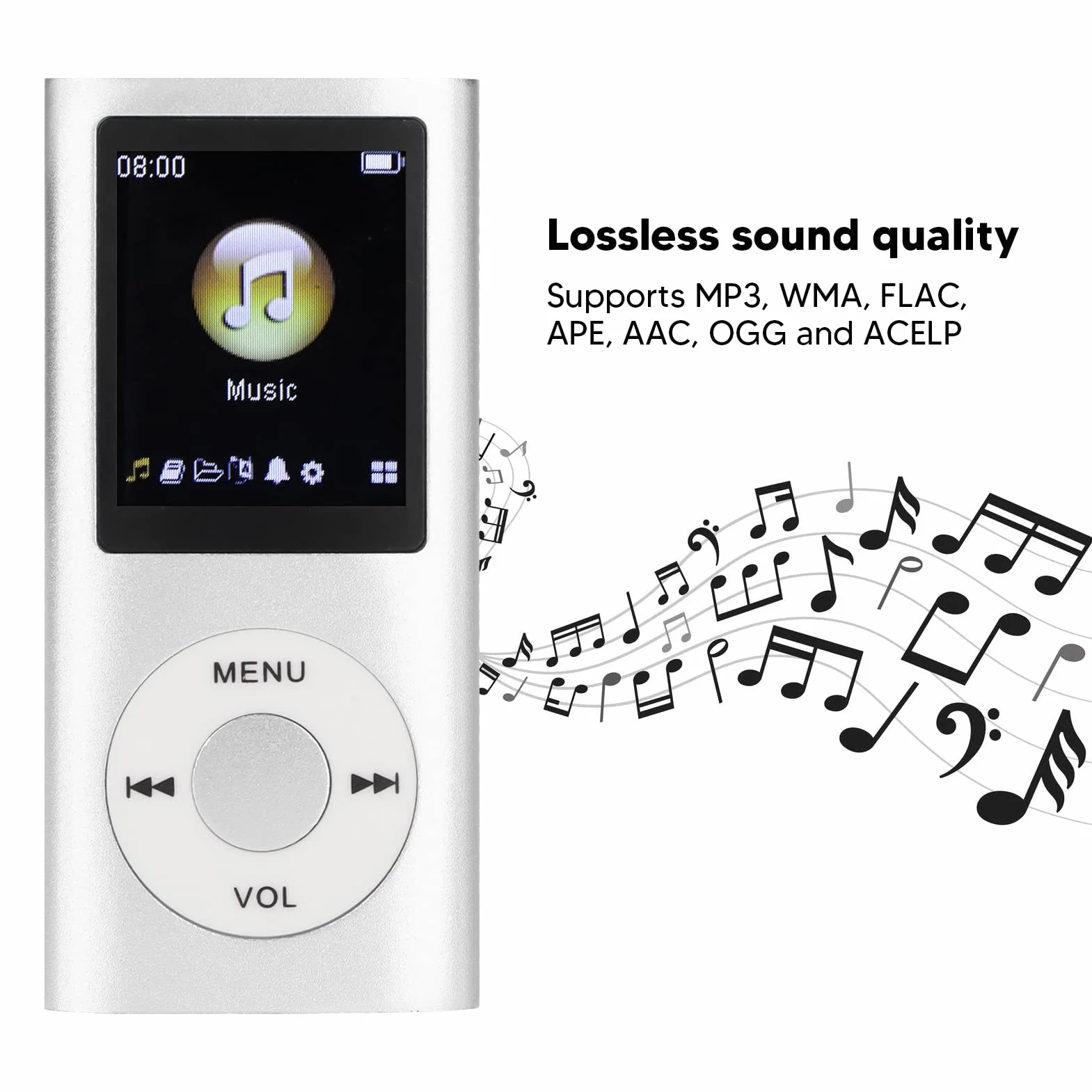 Lecteur MP3 Portable avec écran 1,8 Pouce, Son sans Perte, Audio Numérique Classique