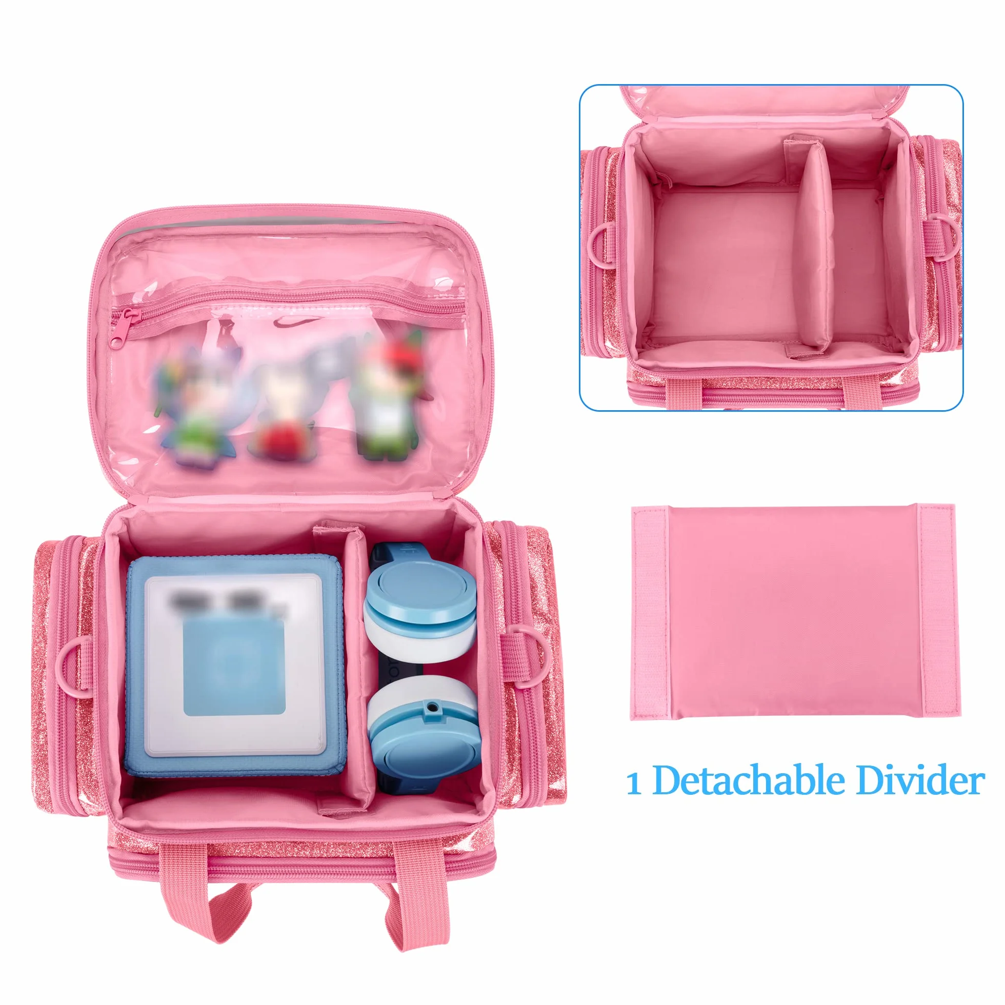Sac de Transport Compatible Tonie 2/1 Rose, Sac de Rangement pour Lecteur Audio avec Poignée et Bandoulière