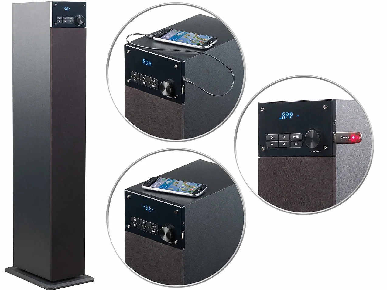 Tour haut-parleur multiroom 2.1 wifi / bluetooth 160 W MSX-280.bt [Auvisio]