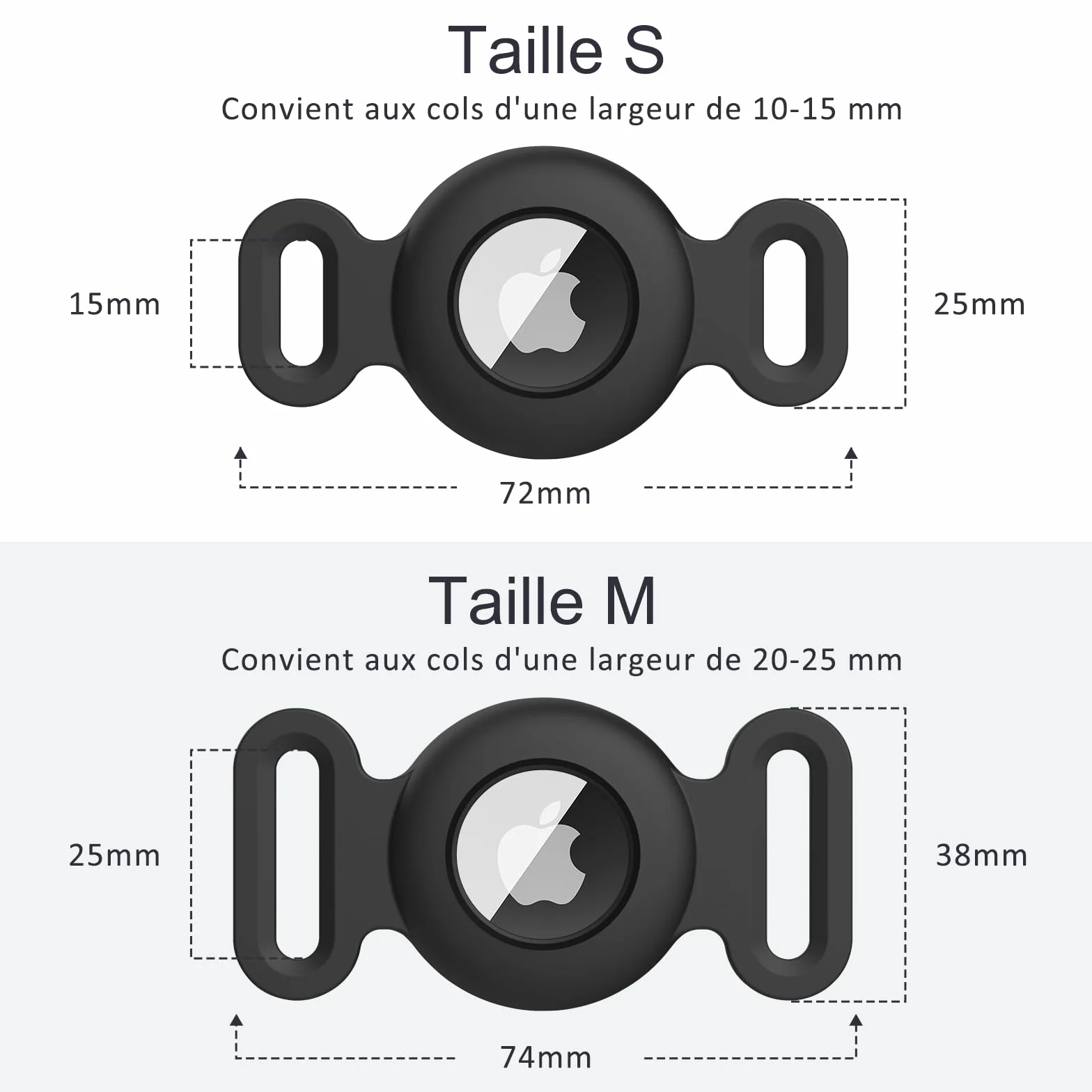 Vancle Airtag Étuis Collier pour Chien et Chat, Coque en Silicone Étanche pour Apple AirTag GPS Finder, 1pc Housse de AirTag Protection pour Pet Colliers de Compagnie Anti-Perte Porte-clés AirTag