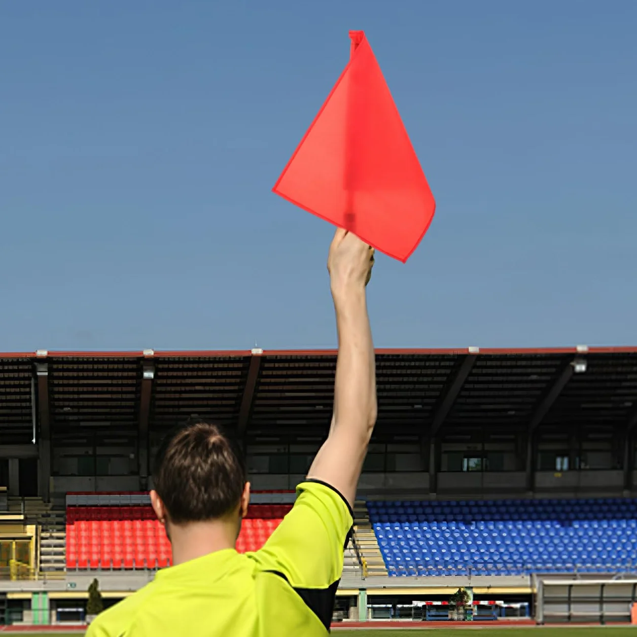 VANZACK Lot de 4 Drapeaux d'arbitre avec tige en acier inoxydable Rouge Haute visibilité