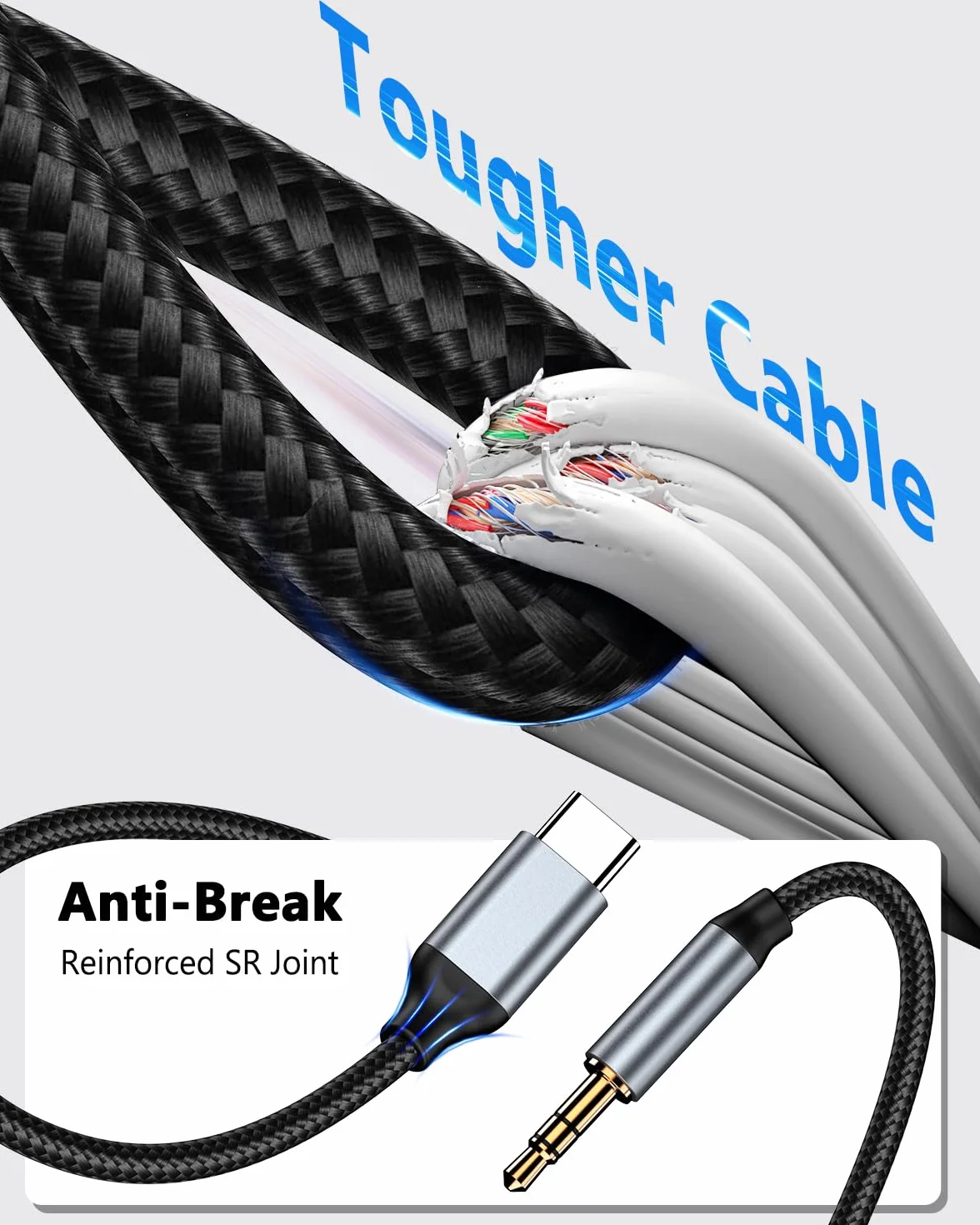Câble USB C vers 3.5mm Jack 1.2M Adaptateur Stéréo pour iPhone 17 16 15 Samsung Galaxy S23 S22 S21 Note 20 Huawei P40 P30