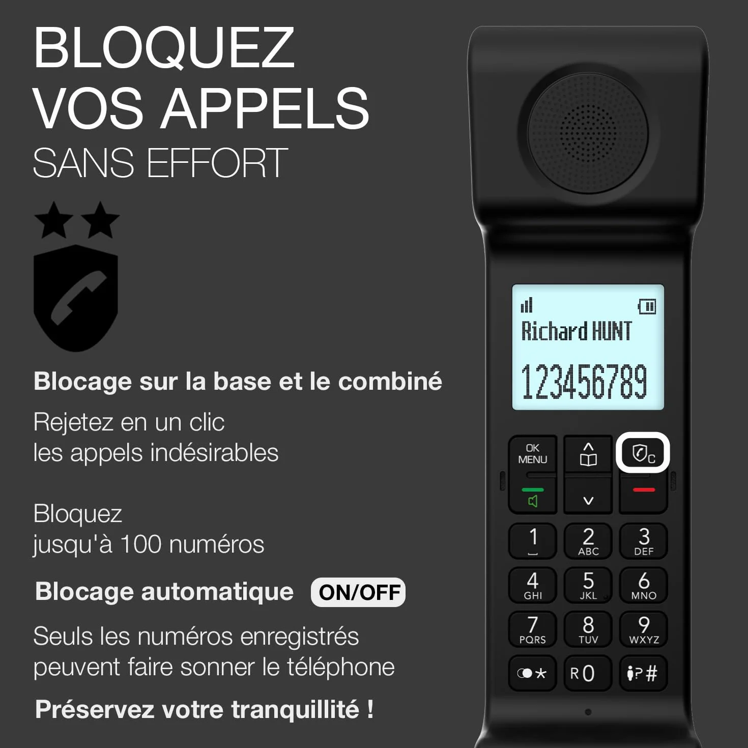 ALCATEL Epure Premium Téléphone Fixe sans Fil DECT avec Répondeur Design Vintage Noir