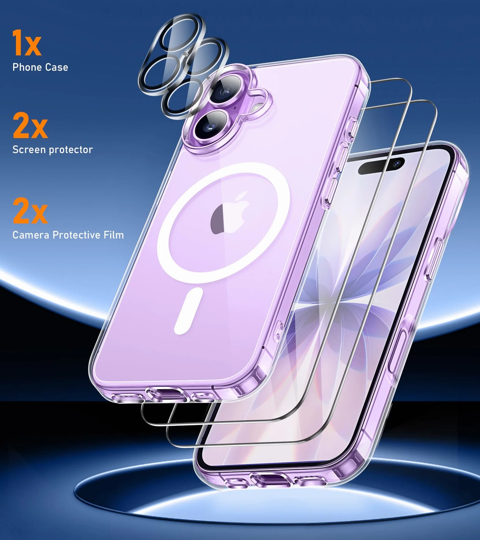 ivencase 5 in 1 Magnétique Coque pour iPhone 17 avec 2 Verres Trempés et 2 Caméra Protecteur, Compatible MagSafe Dos Anti Rayures Coque Antichoc TPU Bumper Coque pour iPhone 17 6,3" - Transparent