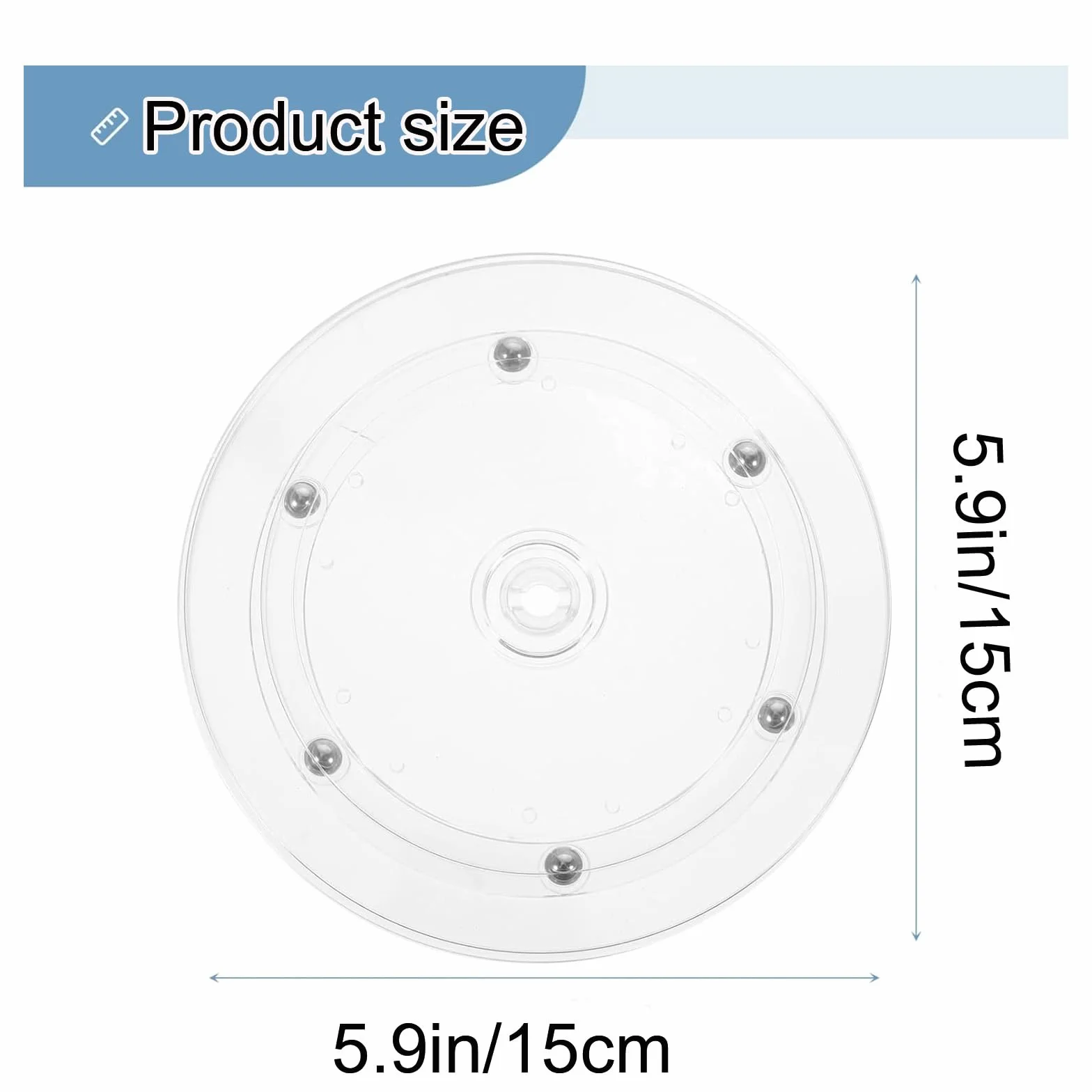 2 Pièces Plateau Tournant, 15cm Plateau Tournant Universel à 360° Supporte, Transparent Plateau Pivotant Rond Plateau Tournant Manuel avec Roulements à Billes en Acier pour TV Ordinateur Artisanat