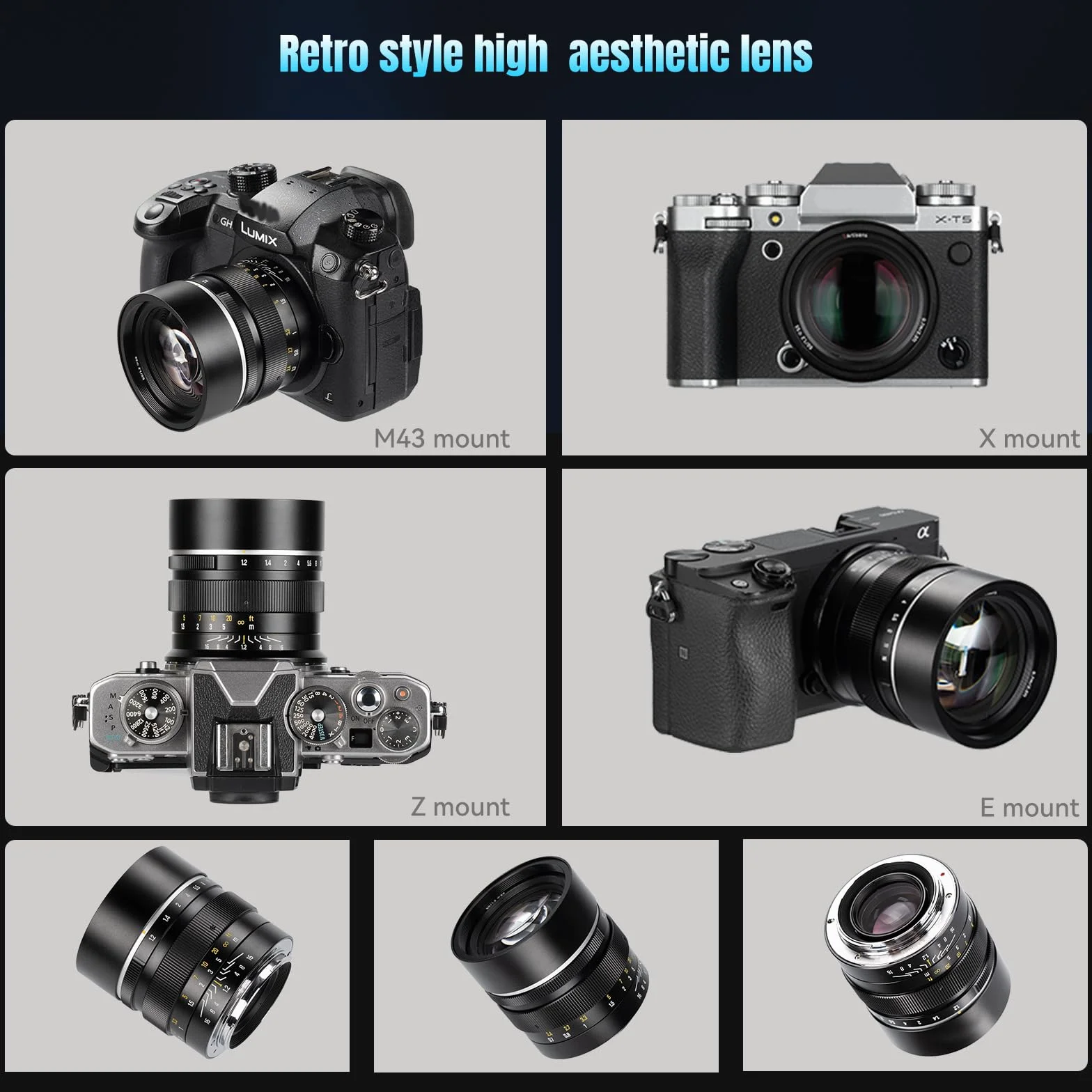 7Artisans 50mm F1.2 Objectif Sony E-Mount APS-C Manuel Focus