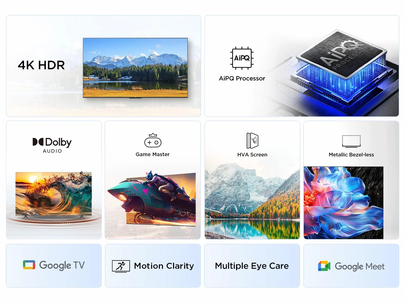 TCL 65V6C 65 Pouces Smart TV 4K HDR Direct LED Google TV Dolby Audio Motion Clarity