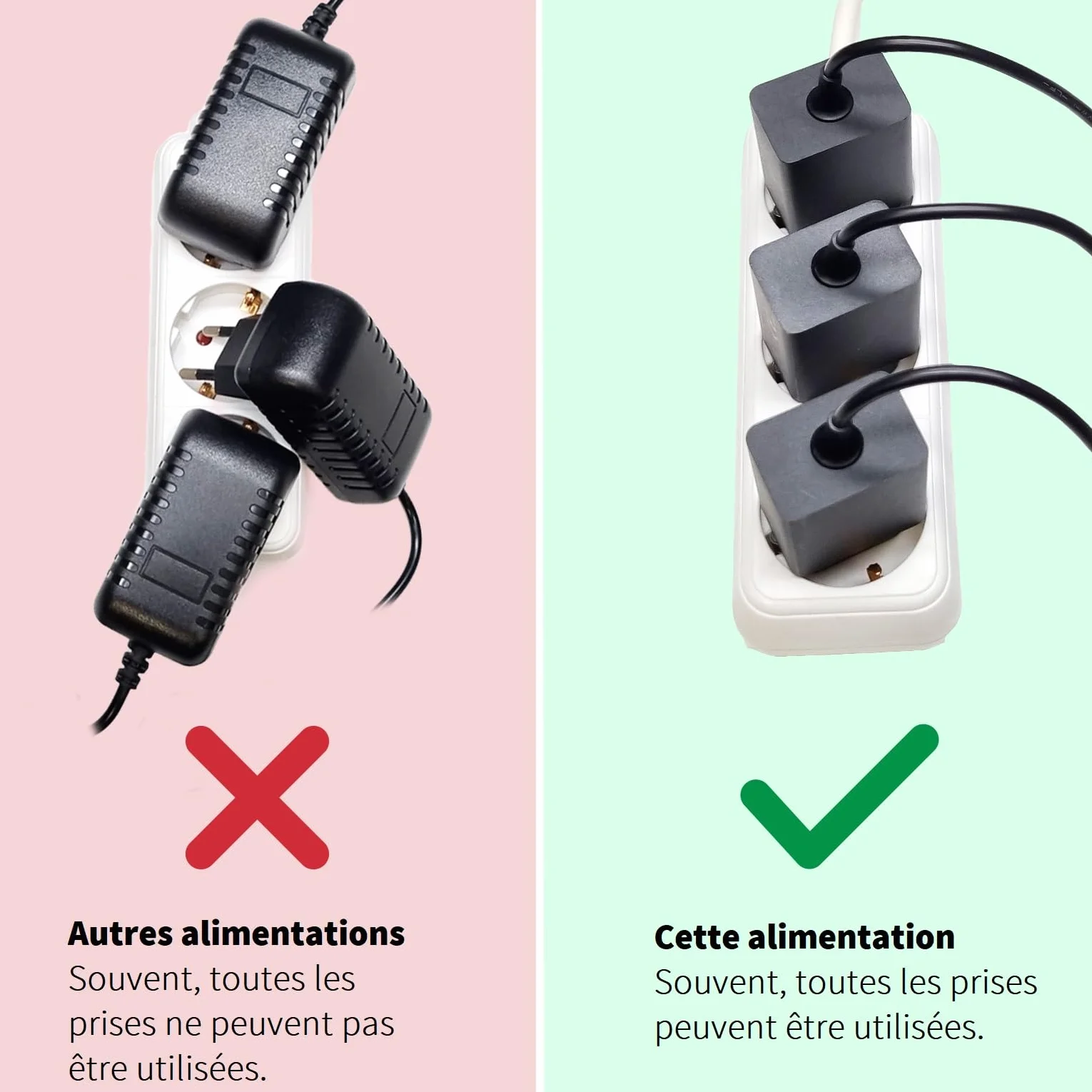 HN-Power 5V / 2A Bloc d'alimentation Compatible pour Yealink, Snom, Fanvil, Grandstream et d'autres téléphones IP - Adaptateurs étroits et économie d'énergie