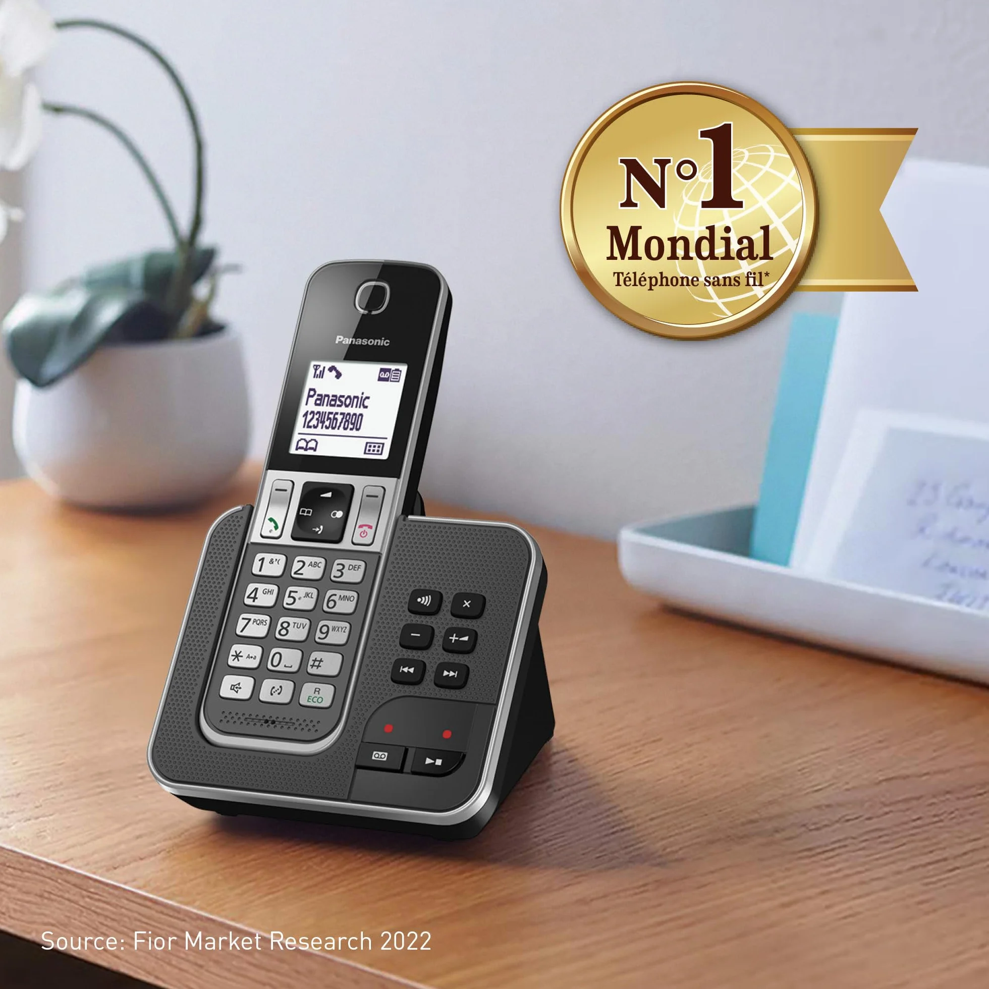 Panasonic KX-TGD322 Téléphone sans Fil Répondeur Écran Noir
