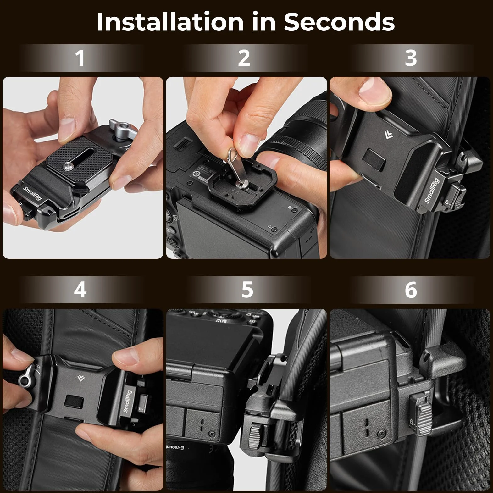 SMALLRIG Clip appareil photo avec plaque de libération rapide pour Sony Nikon Fujifilm pour appareil photo reflex numérique et appareil photo reflex numérique Arca-Swiss - 5053
