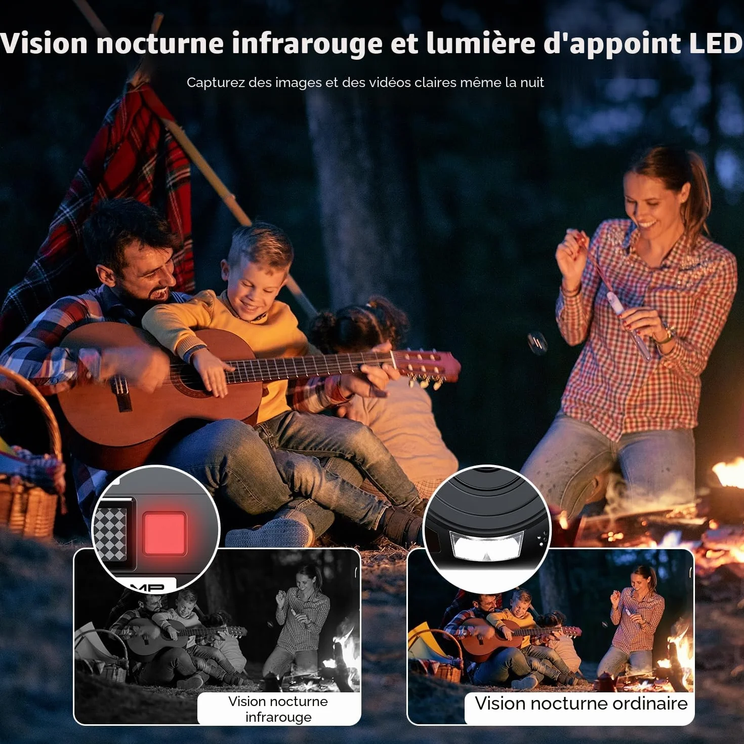 Caméra vidéo 5K 56MP WiFi Zoom 16X Écran tactile 3" IR Vision nocturne avec 2 piles, carte 64 Go, télécommande, microphone