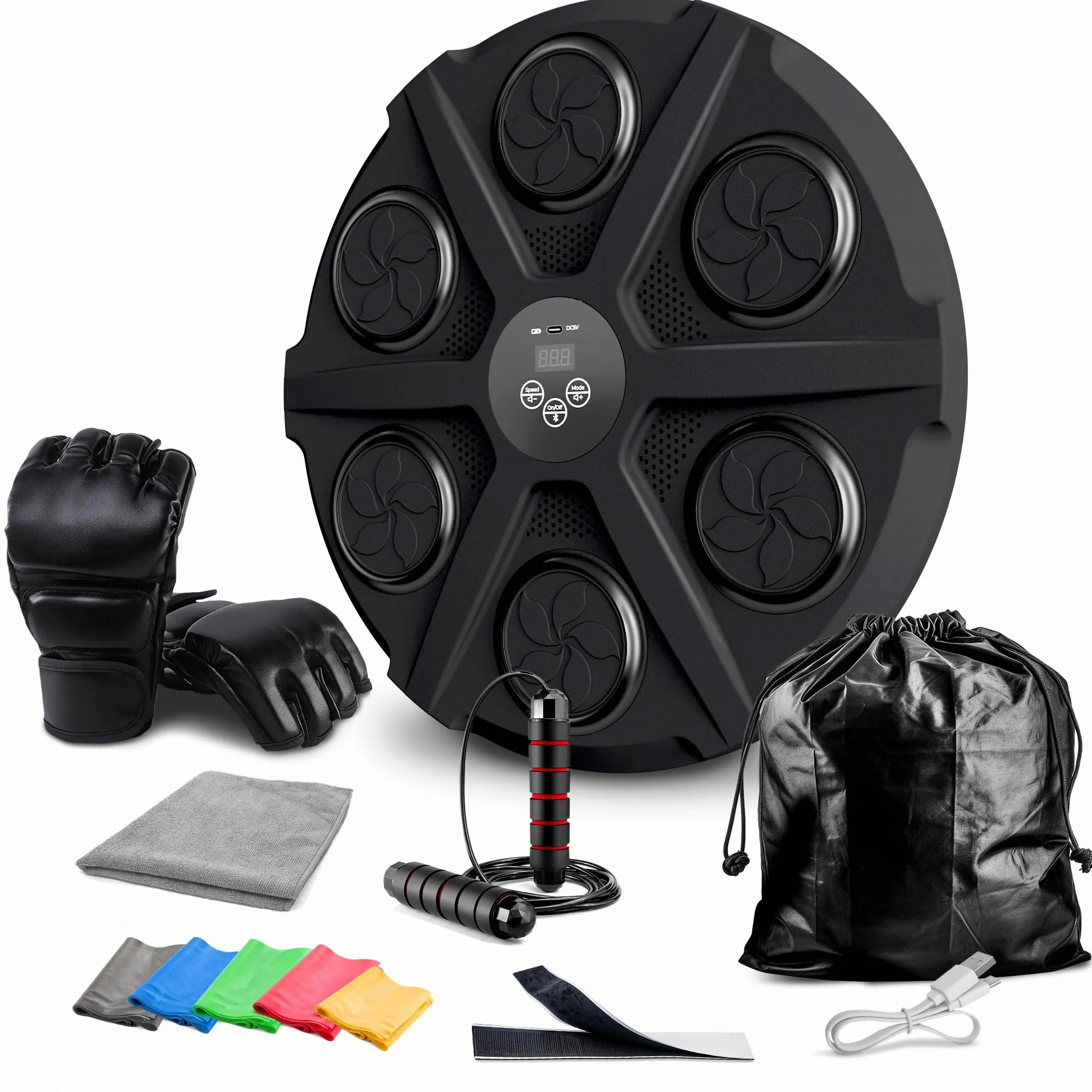 EZERO Machine Beatpunch Boxe Adulte Bluetooth LED Entraînement interactif Boxe Mural Musique Améliore Réflexes Endurance Set Complet