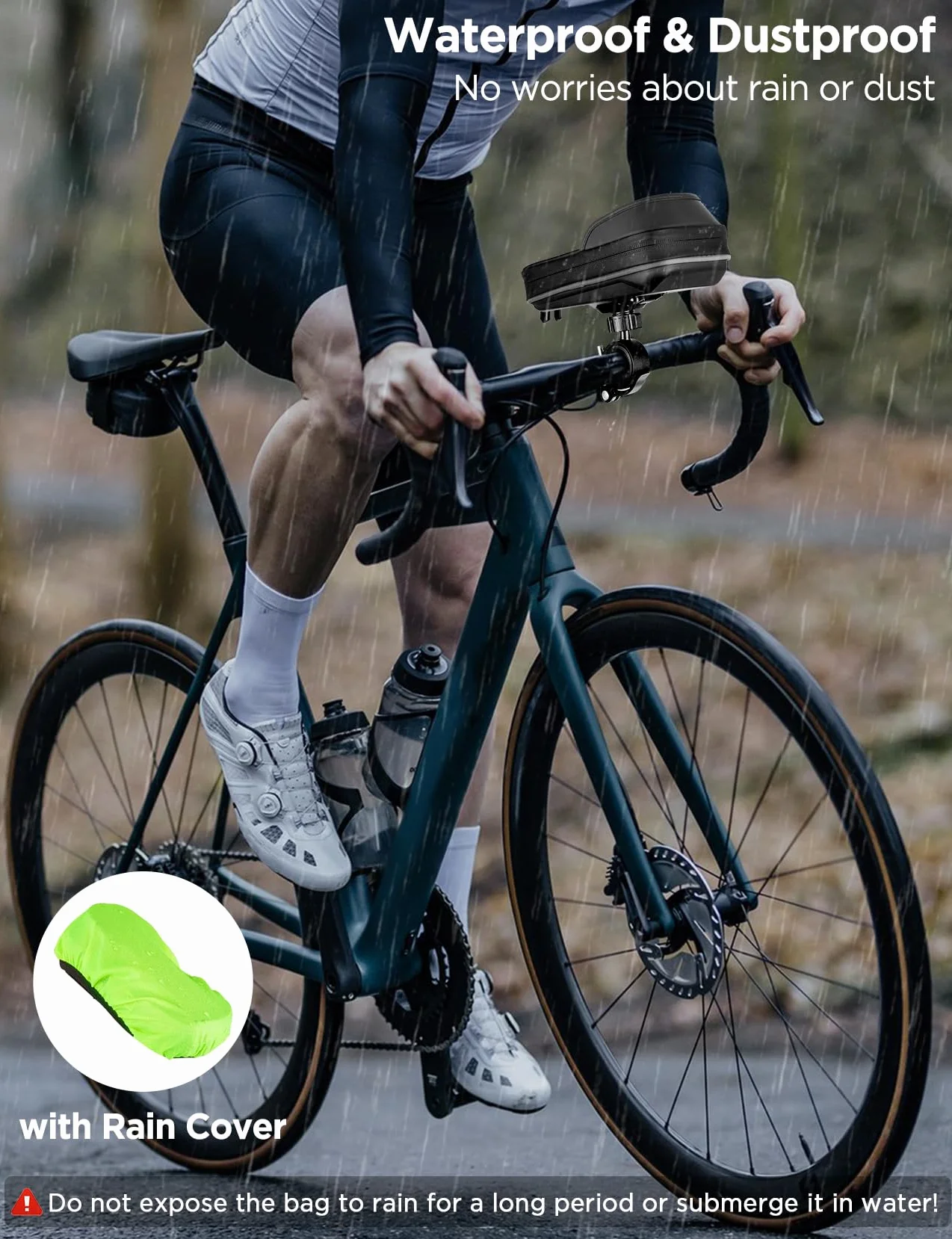 Vitalismo Support Téléphone Velo Moto Etanche, Sacoche de Guidon Vélo avec Housse de Pluie Espace Rangement Rotation 360 Porte Téléphone Vélo VTT Cyclisme sous 7 Pouces