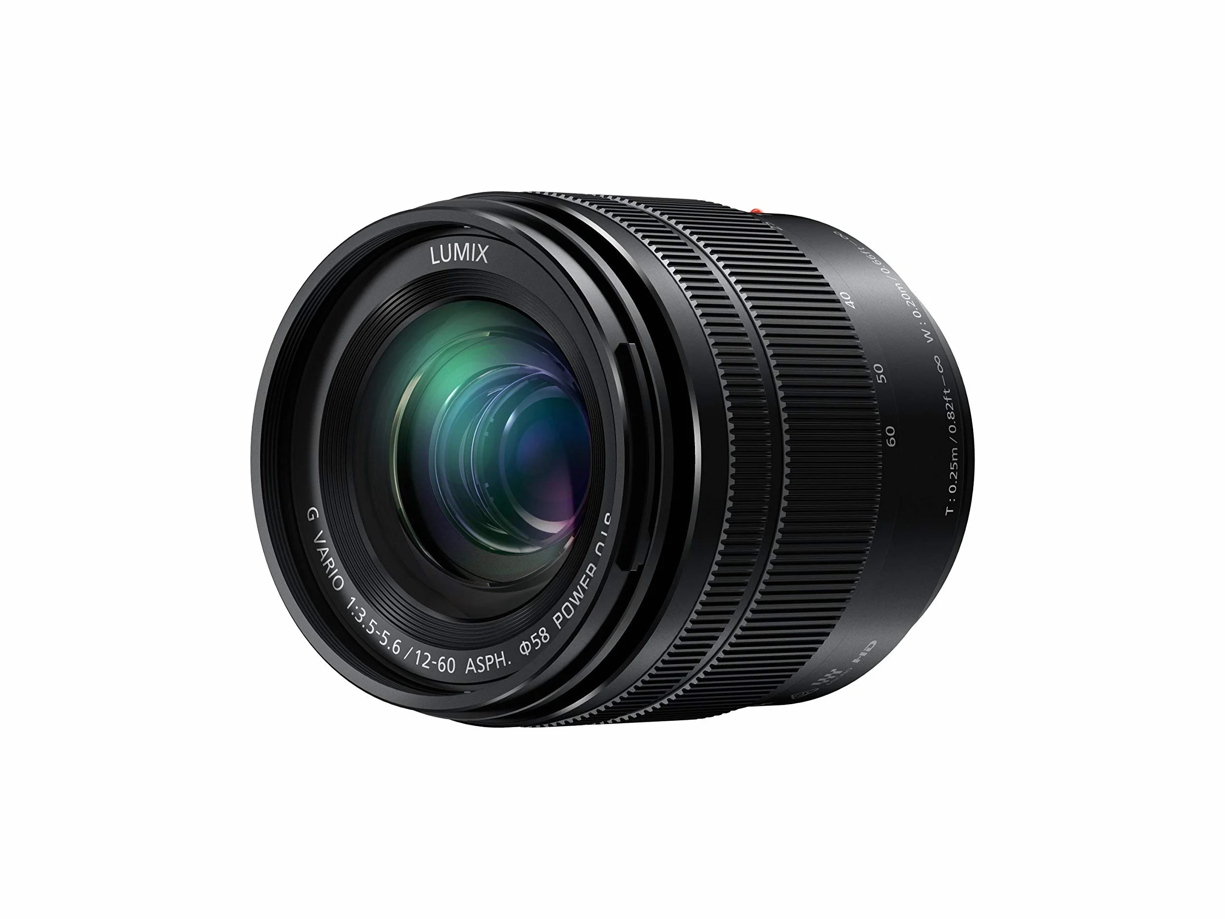 Panasonic H-FS12060E LUMIX G Vario 12-60 mm F3.5-5.6 ASPH. Objectif (Zoom 5X, stabilisateur d'image Power O.I.S, Protection Contre la poussière/Les éclaboussures) Noir (reconditionné)