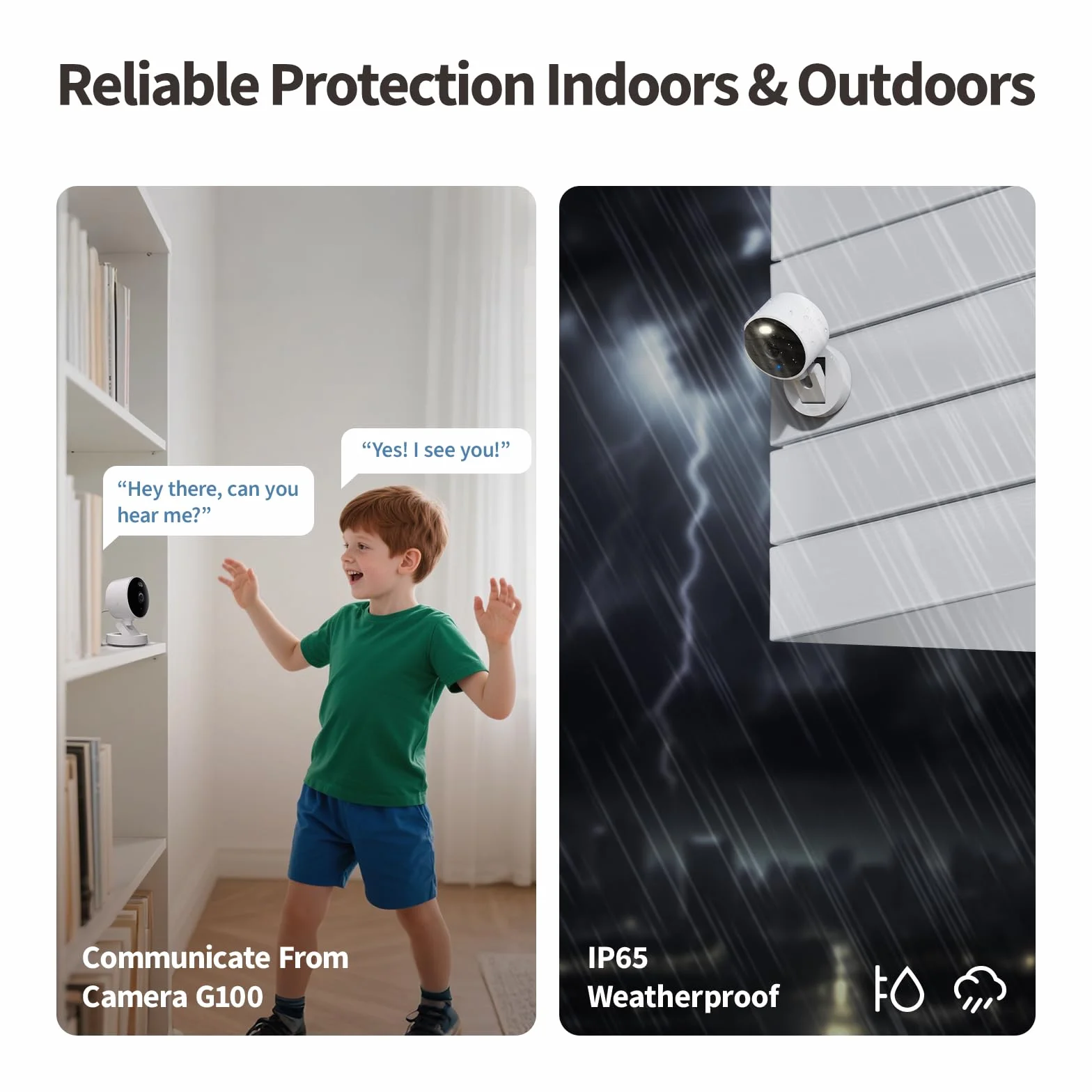 Aqara Caméra Intérieure/Extérieure G100, 2K, HomeKit Secure Video, 2,4 Ghz WiFi, Vision Nocturne Couleur avec Projecteur, Détection IA, Wi-FI 6, Étanche IP65, Compatible Alexa, Google Home, Blanche