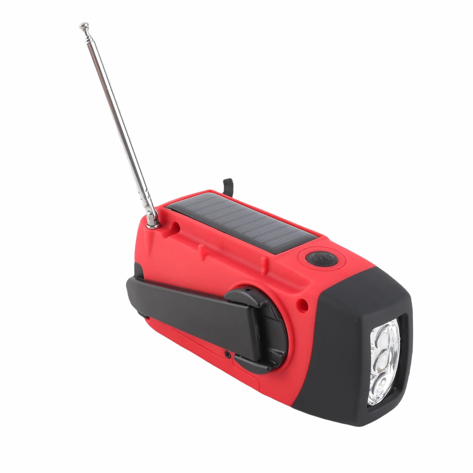 Radio solaire d'urgence FM/AM/NOAA avec lampe de poche 3 LED et batterie externe 1000 mAh