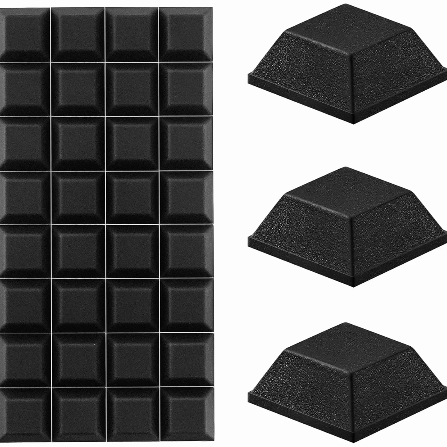 32 Pièces Pieds Autocollants en Silicone Noir, Amortisseurs Anti-Vibrations Silencieux Anti-Rayures pour Haut-Parleur/Appareils Ménagers/Meubles/Portes/Bureau