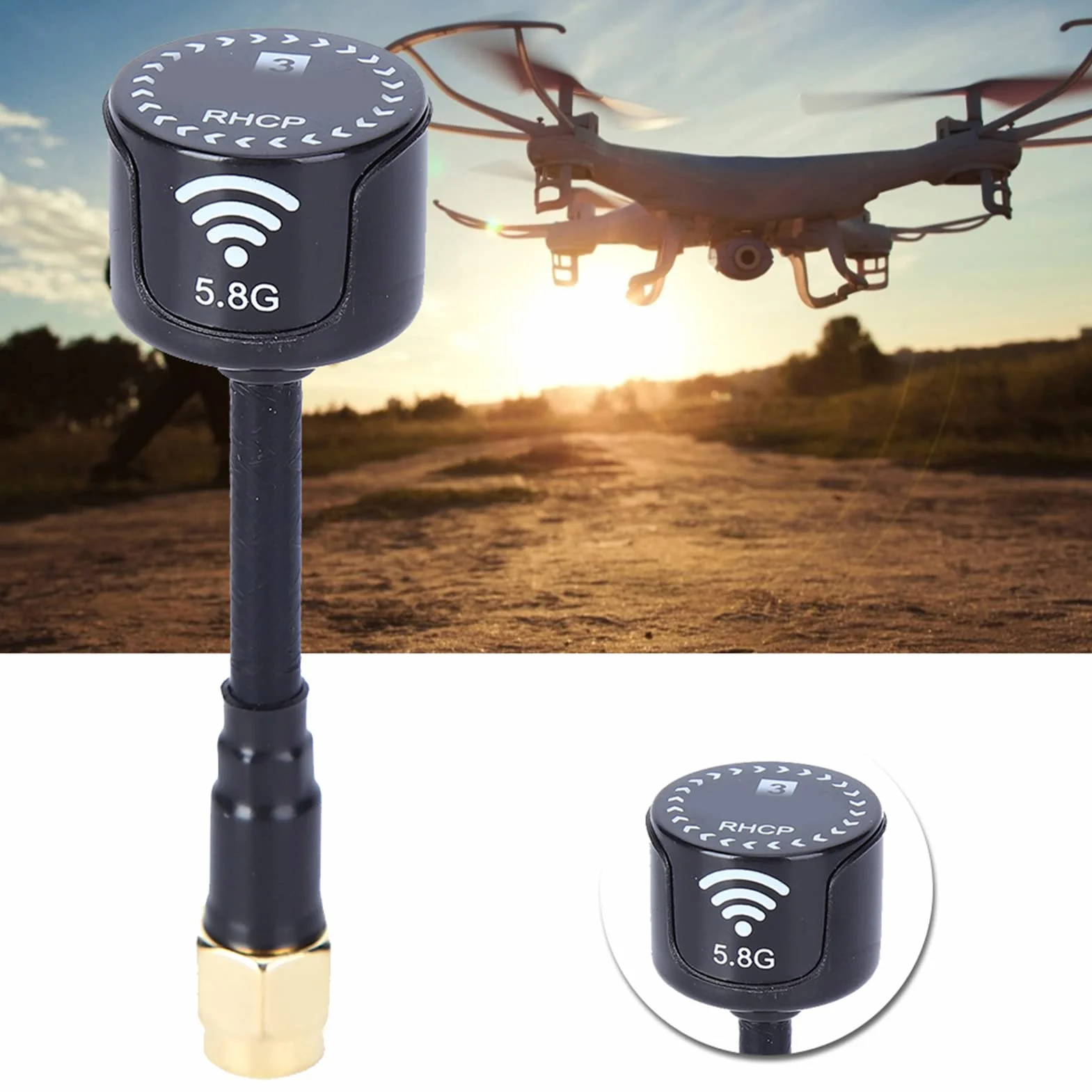 Alomejor Antenne à Gain élevé 5.8Ghz 3dBi RHCP Installation Flexible Fort pour FPV Racing Drone RC Pièces Accessoire (N-oir)