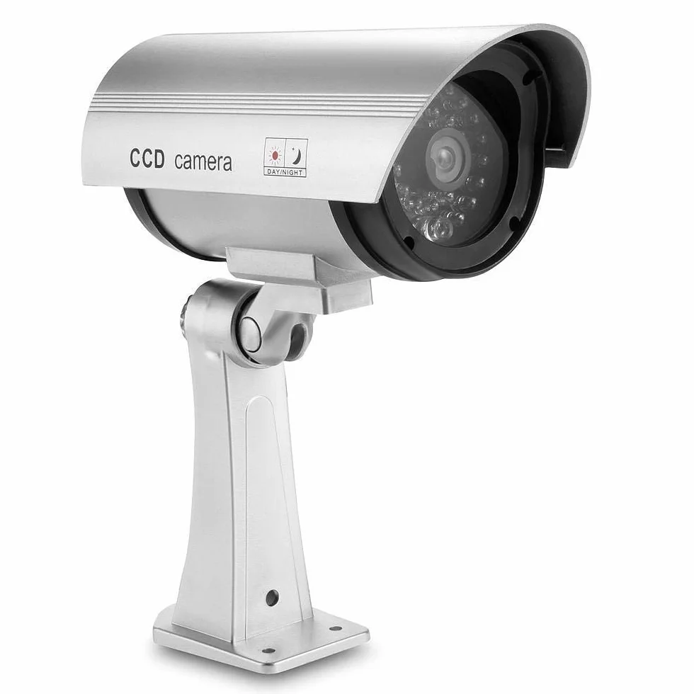 Lot de 2 caméras de Surveillance Professionnelles factices avec Objectif et Surveillance vidéo Clignotante