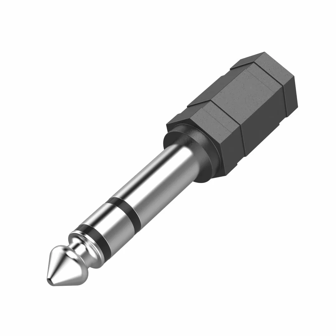 Hama Adaptateur Jack 6.35 vers 3.5 Garantie 10 Ans (Adaptateur Audio 6.35mm Mâle vers 3.5mm Femelle, Stéréo, Prise Casque, Audio Connecteur Stéréo pour Mélangeur Audio/Piano électrique/Clavier) Noir