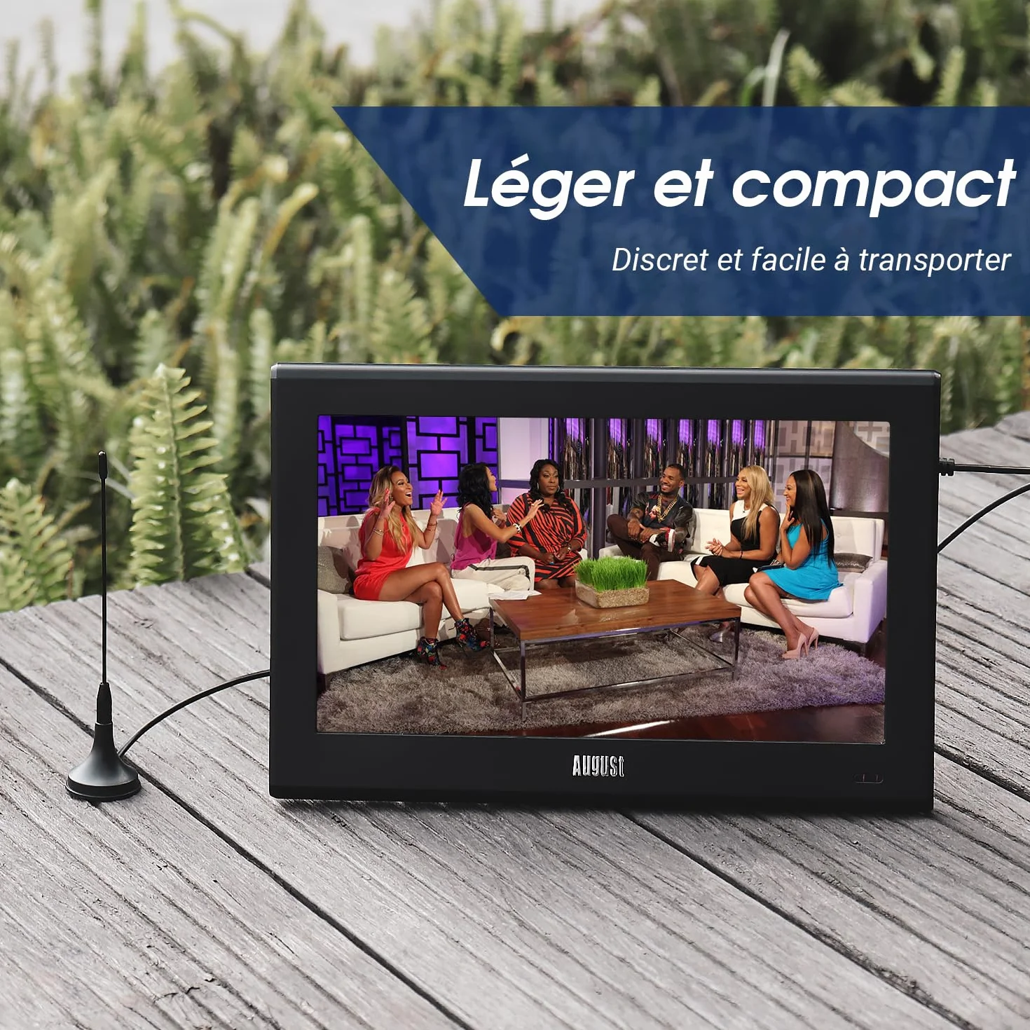 August DTA180 - Antenne TV Intérieur TNT HD - Puissante, Petite, Mini, Discrète, Portable, Base magnétique, Réception Optimale de la Télévision France Belgique Maison, Camping Car, Caravane - Noir