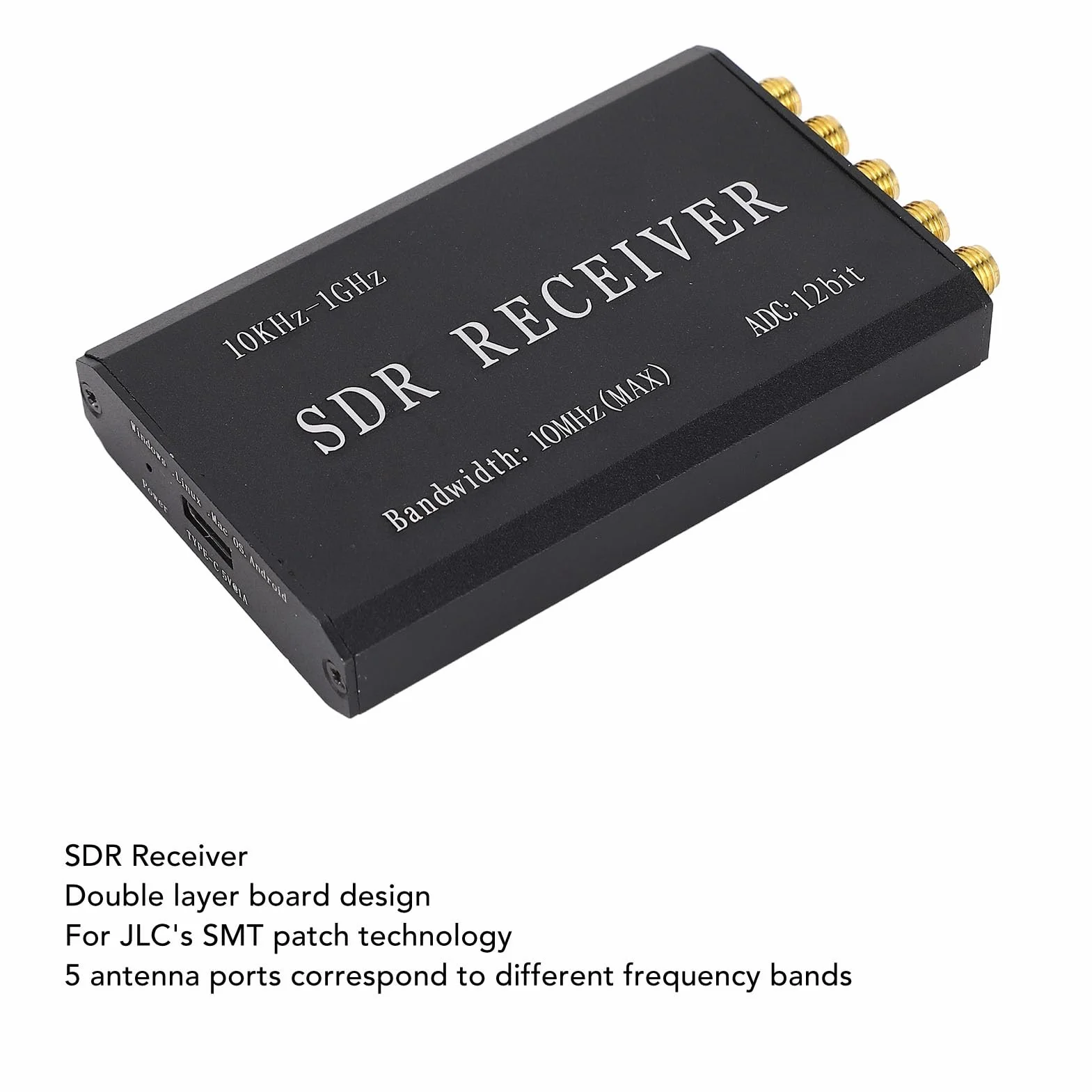 Récepteur SDR 12bit Récepteur Radio Défini par Logiciel Simplifié Module de Réception Radio en Alliage D'aluminium avec Câble USB