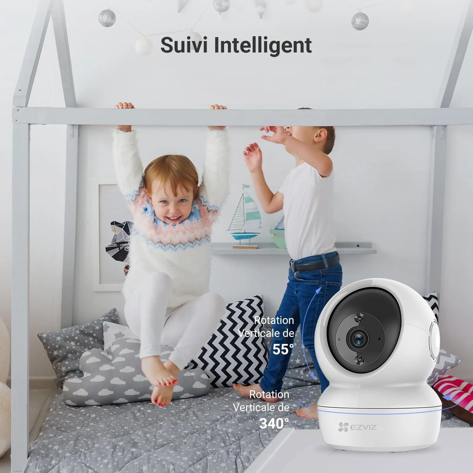 EZVIZ C6N Caméra Surveillance WiFi Intérieure 1080p, Pan/Tilt 360°, Vision Nocturne, Détection Mouvement