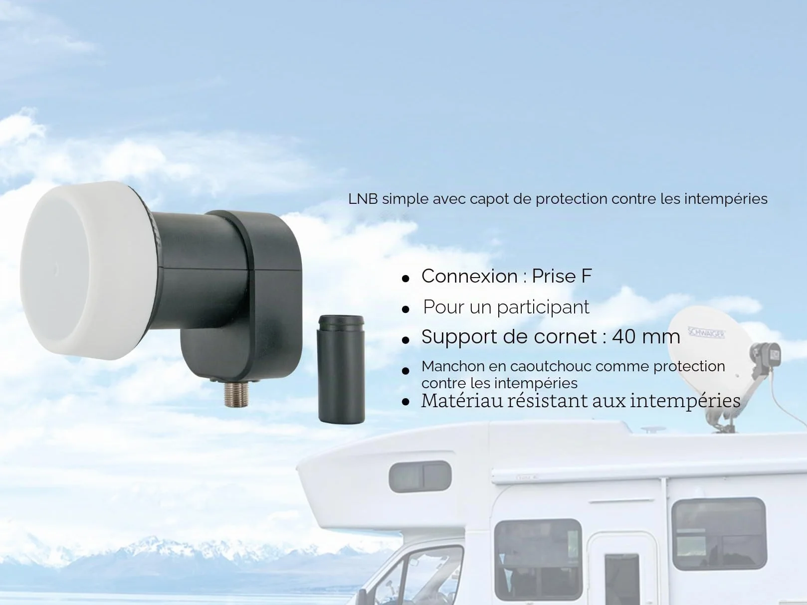 SCHWAIGER 9604 Satellite Installation Kit Complet Parabole Sat LNB Simple Récepteur Satellite Câble HD 10m Antenne Acier 35x38cm