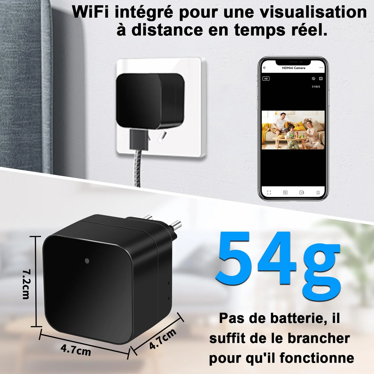 LXMIMI Caméra Cachée WiFi 5G, Caméra Espion Chargeur USB, Mini Caméras Espion Cachée HD 1080P avec Détection de Mouvement et Enregistrement en Boucle pour Visionnage à Distance Via l'application