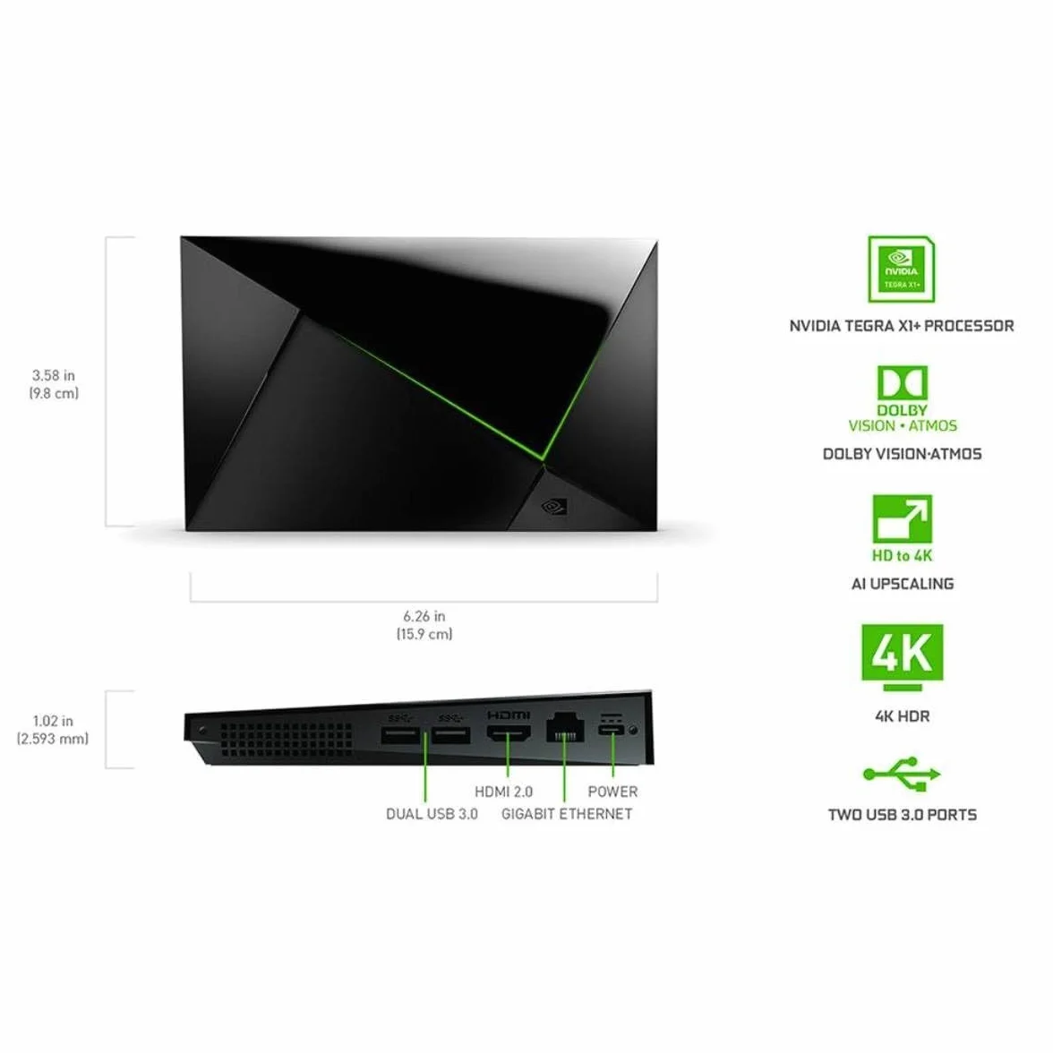 Lecteur Multimédia et de Streaming NVIDIA SHIELD Android TV Pro ; Films 4K HDR, Sports en Direct, Dolby Vision-Atmos, Upscaling Amélioré par l'IA, Jeux dans le Cloud GeForce NOW