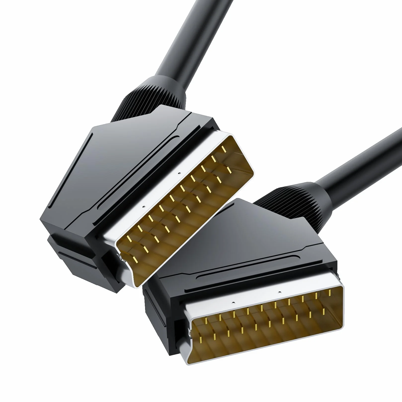 BolAAzuL Câble péritel RVB 21 broches 1,5 m - Câble péritel RVB vers péritel avec prise mâle vers mâle - Transmission bidirectionnelle - Noir - Entièrement câblé - Pour TV, enregistreur, lecteur DVD