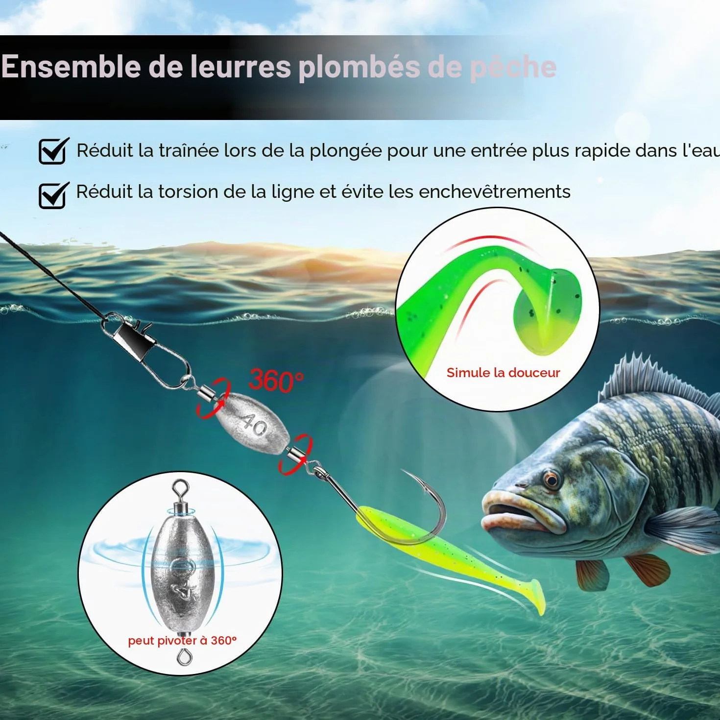 134 Pièces Plomb Pêche Mer Carpe en Forme d'Olive avec Émerillon Set Poids 5-60g